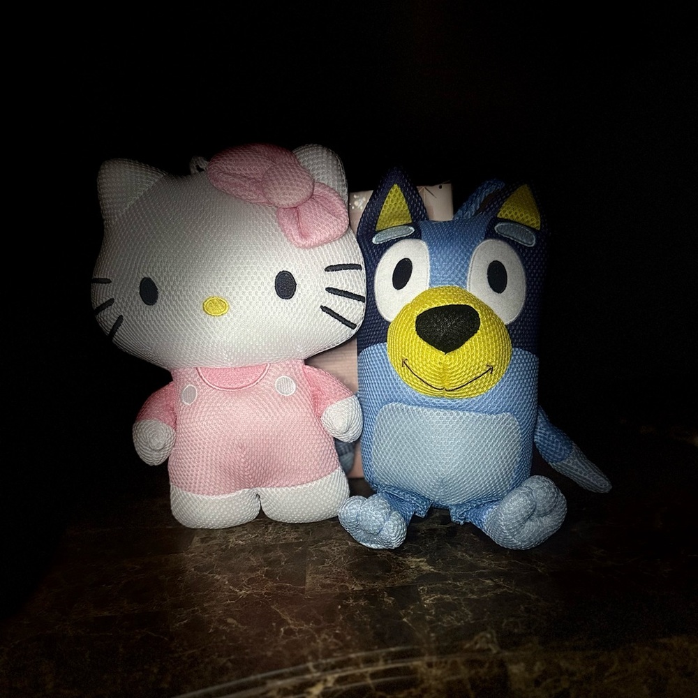 Pink and Blue Character Plush Toys
